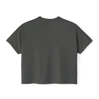 Pepper gray Cozy Moon Tribe cropped boxy tee, plain back product view