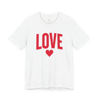 LOVE Heart Graphic Tee in white with red lettering, product view 1