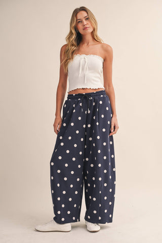 Polka Dot Barrel Leg Sweatpants, view 9 | Fitkitty Culture®