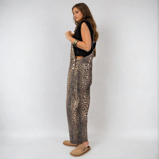 The Wild One Leopard Denim Overalls