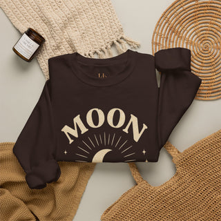 Moon Tribe Crewneck Sweatshirt — Celestial Moon Graphic Pullover - Jewel Tones