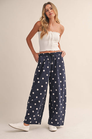 Polka Dot Barrel Leg Sweatpants, view 11 | Fitkitty Culture®