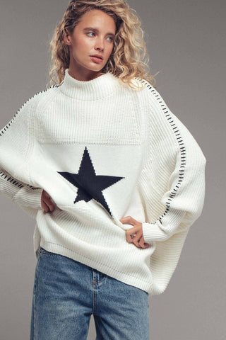 Star Knit Oversized Sweater Top - Fitkitty Culture Athleisure Wear, Yoga Wear &  Women's Clothing