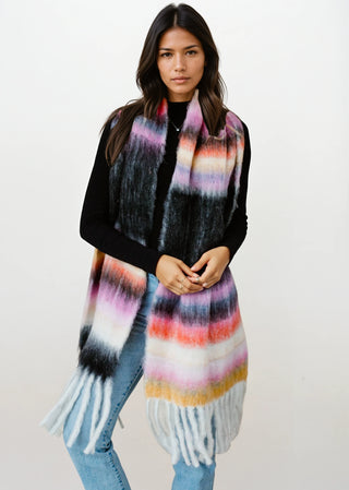 Cozy Striped Long Fringe Scarf - Fitkitty Culture Athleisure Wear, Yoga Wear &  Women's Clothing