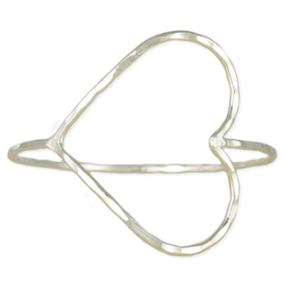 Hammered Open-Heart Bangle — Silver – alternate product view 3