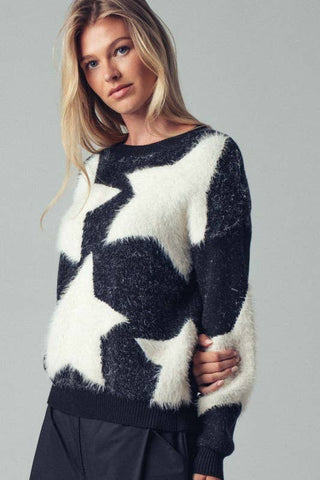 Starry  Fuzzy Knit Sweater