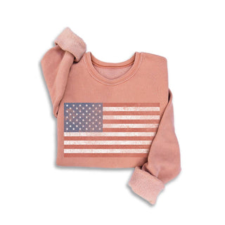Vintage Americana Flag Fleece Sweatshirt - Fitkitty Culture Athleisure Wear, Yoga Wear &  Women's Clothing