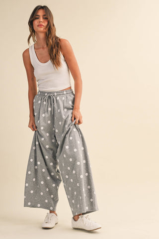 Polka Dot Barrel Leg Sweatpants, view 19 | Fitkitty Culture®