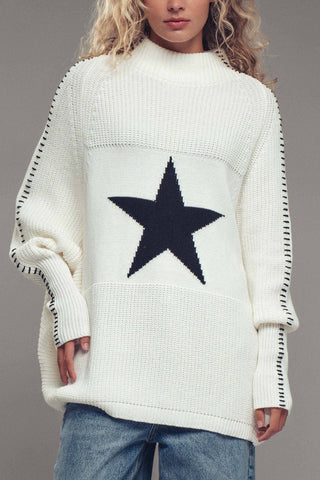 Star Knit Oversized Sweater Top - Fitkitty Culture Athleisure Wear, Yoga Wear &  Women's Clothing