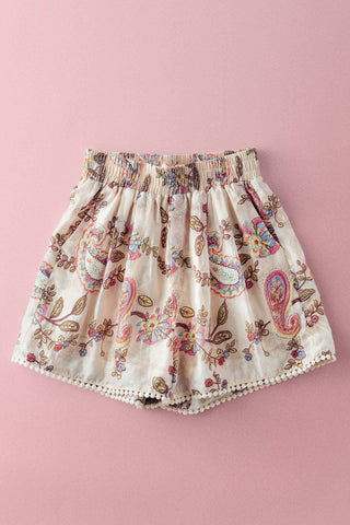 Boho Colorful Paisley Embroidered Smocked Shorts - Fitkitty Culture Athleisure Wear, Yoga Wear &  Women's Clothing
