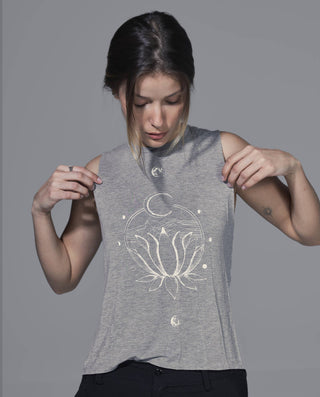 Lunar Lotus Sleeveless - Grey - Fitkitty Culture Athleisure Wear, Yoga Wear &  Women's Clothing