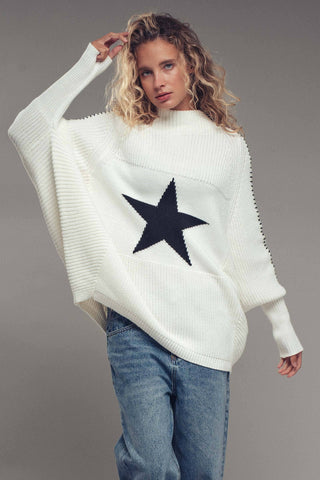 Star Knit Oversized Sweater Top - Fitkitty Culture Athleisure Wear, Yoga Wear &  Women's Clothing