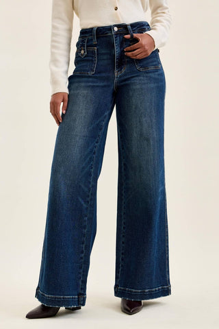 Lux Retro Wide Leg Jeans Dark Fade Indigo product view
