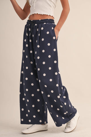 Polka Dot Barrel Leg Sweatpants, view 7 | Fitkitty Culture®