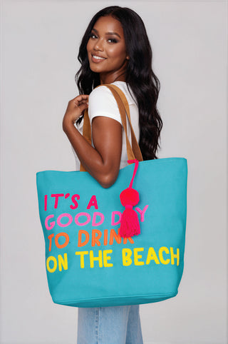 Navy Drink On The Beach Tote - Fitkitty Culture Athleisure Wear, Yoga Wear &  Women's Clothing