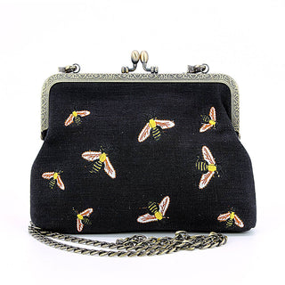 Bee Charm Kisslock Bag – Vintage-Inspired Handbag with Detachable Straps