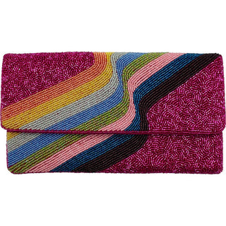 Fuchsia Rainbow Beaded Clutch, view 2 | Fitkitty Culture®