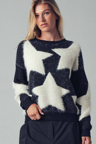 Starry  Fuzzy Knit Sweater