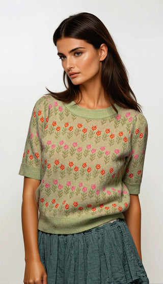 Retro Bloom Knit Sweater