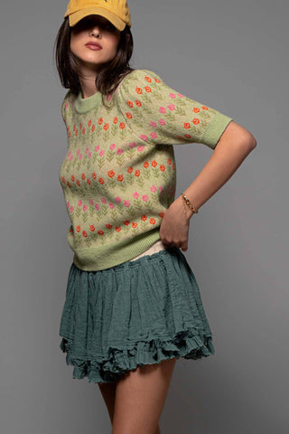 Retro Bloom Knit Sweater