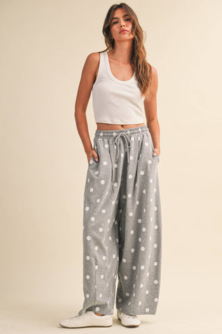 Polka Dot Barrel Leg Sweatpants, view 18 | Fitkitty Culture®