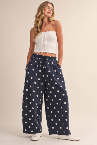Polka Dot Barrel Leg Sweatpants, view 12 | Fitkitty Culture®