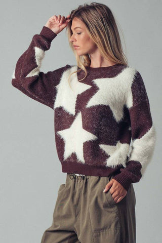 Starry  Fuzzy Knit Sweater