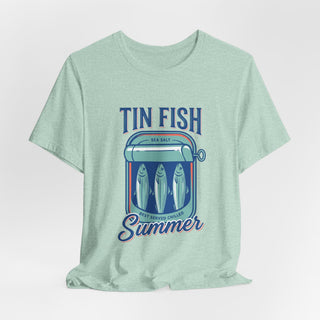 Tin Fish Summer Tee | Retro Coastal, Hand-Drawn Beach Graphic