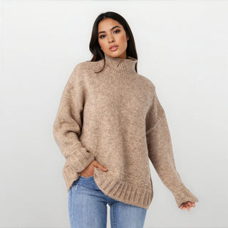 Joyce Marled Long Sleeve Mock Neck Sweater - Fitkitty Culture Athleisure Wear, Yoga Wear &  Women's Clothing