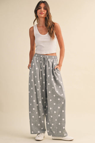 Polka Dot Barrel Leg Sweatpants, view 16 | Fitkitty Culture®