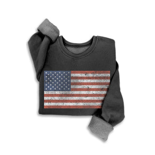 Vintage Americana Flag Fleece Sweatshirt