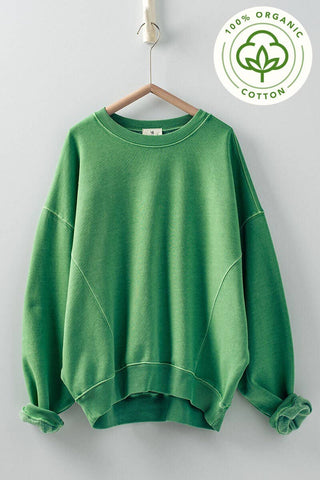 Organic Cotton Crew Neck Comfort Washed Sweatshirt