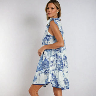 Dreamy Blue Ruffle Sleeve Mini Dress