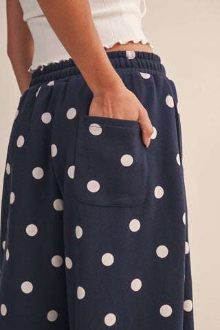 Polka Dot Barrel Leg Sweatpants, view 15 | Fitkitty Culture®