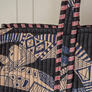 Quilted Tote with Feline Designs