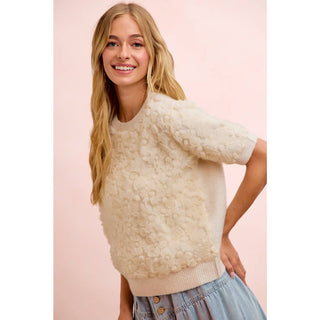 Ivory Bloom 3D Floral Knit Top