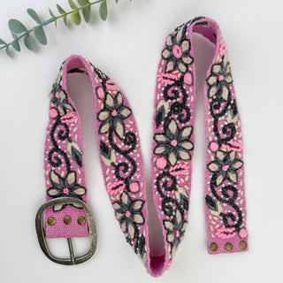 Pink Magnolia Wide Embroidered Belt - Fitkitty Culture Athleisure Wear, Yoga Wear &  Women's Clothing