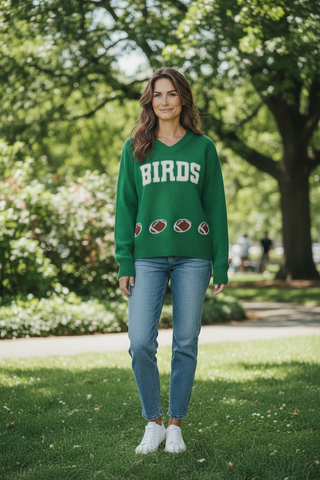 Philadelphia Eagles - Birds Football V-Neck Sweater - Fitkitty Culture Athleisure Wear, Yoga Wear &  Women's Clothing