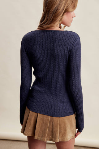 Ribbed V-Neck Knit Top, view 7 | Fitkitty Culture®