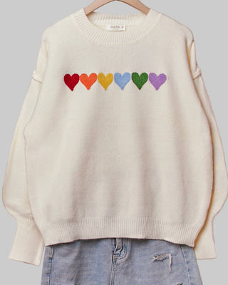 Rainbow Heart Shaped Patch Sweater