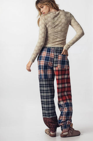 Mixed Plaid Patchwork Boho Jogger Pants - Fitkitty Culture Athleisure Wear, Yoga Wear &  Women's Clothing