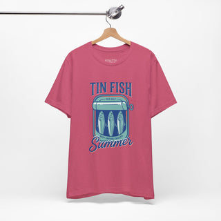 Tin Fish Summer Tee | Retro Coastal, Hand-Drawn Beach Graphic