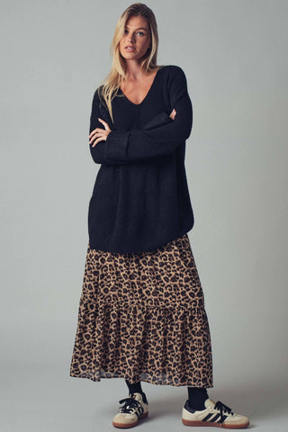 Oversized Knit V-Neck Sweater Tunic Top - Fitkitty Culture Athleisure Wear, Yoga Wear &  Women's Clothing