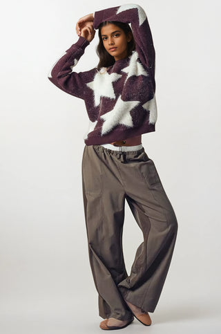 Starry  Fuzzy Knit Sweater