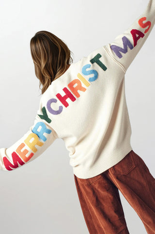 Merry Christmas Lettering Knit Sweater - Fitkitty Culture Athleisure Wear, Yoga Wear &  Women's Clothing