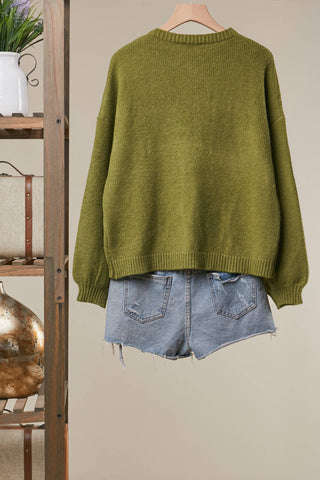 Meadow Butterfly Embroidered Crewneck Sweater, view 2 | Fitkitty Culture®