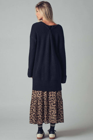 Oversized Knit V-Neck Sweater Tunic Top - Fitkitty Culture Athleisure Wear, Yoga Wear &  Women's Clothing