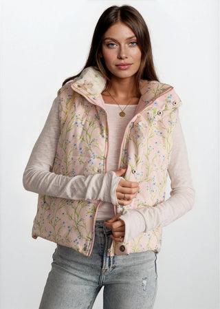 Light Pink Floral Puffer Vest - Fitkitty Culture Athleisure Wear, Yoga Wear &  Women's Clothing