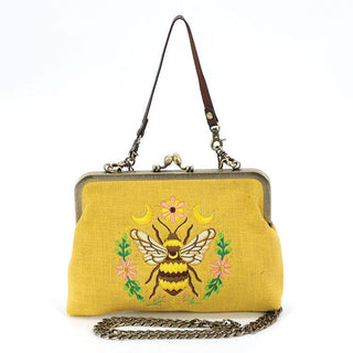Bee & Moon Kisslock Bag — Black
