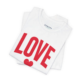 Love Heart Tee — Bold Red 'LOVE' Graphic T-Shirt - Fitkitty Culture Athleisure Wear, Yoga Wear &  Women's Clothing